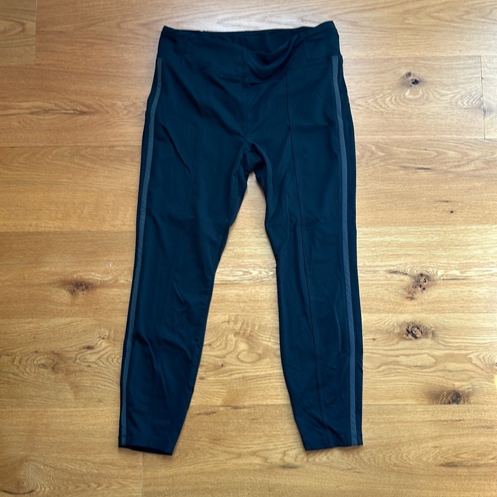 Athleta Black Leggings with Subtle Side Stripe